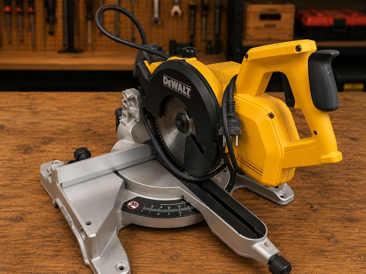 DeWalt DW770 Kapp- und Gehrungssäge zur Miete - Zugsäge, Gehrungssäge